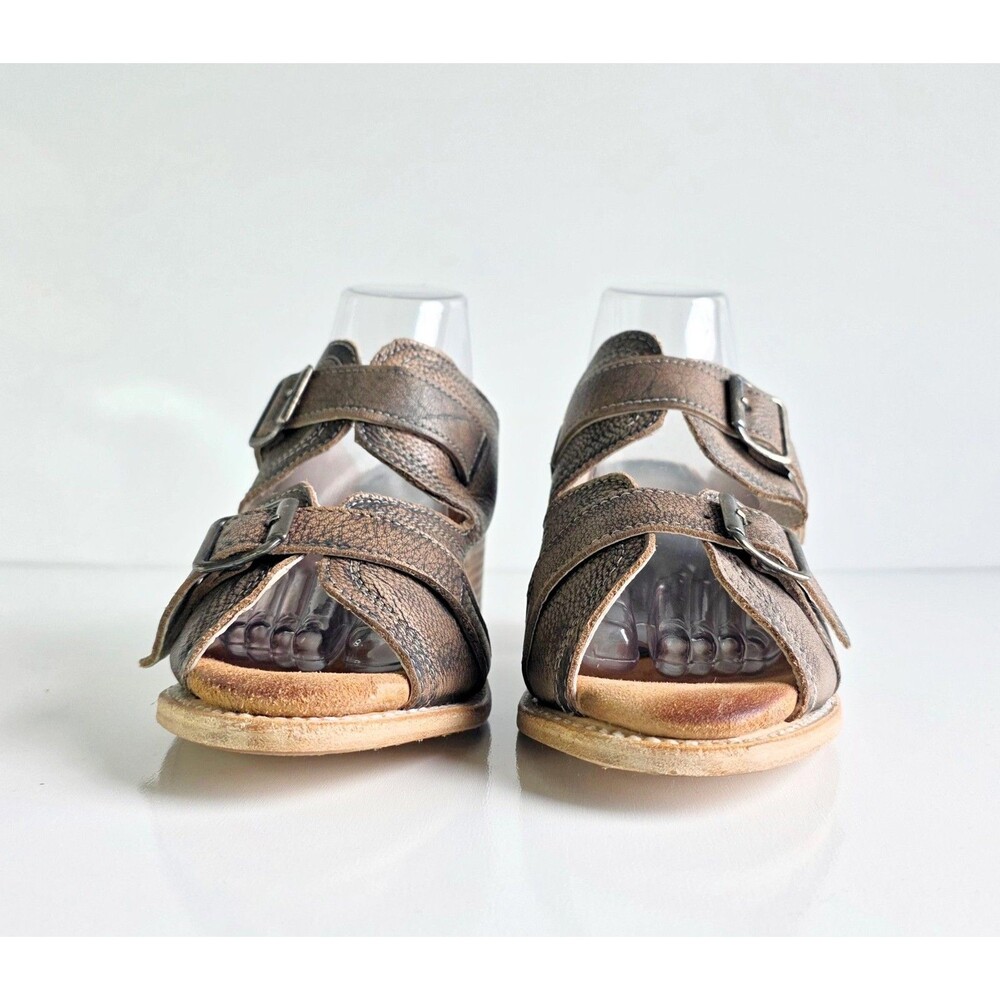 FREEBIRD Caprice Sandals Brown Distressed Leather Women's Sz 10 Heeled Mule - Picture 5 of 13